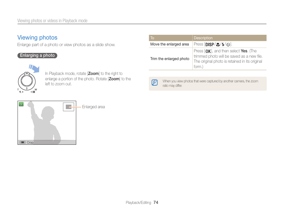 Viewing photos, Viewing photos …………………………… 74 | Samsung EC-WB100ZBABUS User Manual | Page 75 / 125