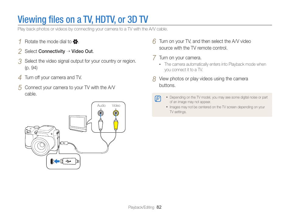 Viewing files on a tv, hdtv, or 3d tv | Samsung EC-WB100ZBABUS User Manual | Page 83 / 125