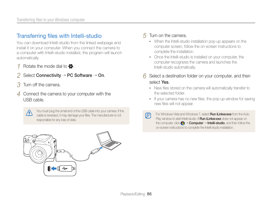 Transferring files with intelli-studio, Transferring files with intelli-studio ………… 86 | Samsung EC-WB100ZBABUS User Manual | Page 87 / 125