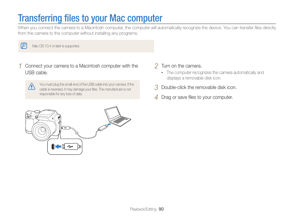 Transferring files to your mac computer | Samsung EC-WB100ZBABUS User Manual | Page 91 / 125