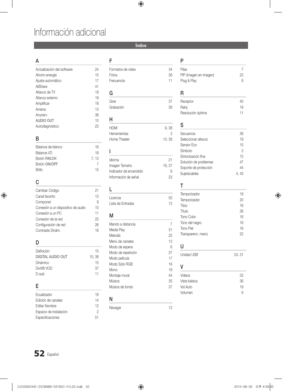Información adicional | Samsung UN40C6300SFXZA User Manual | Page 104 / 104