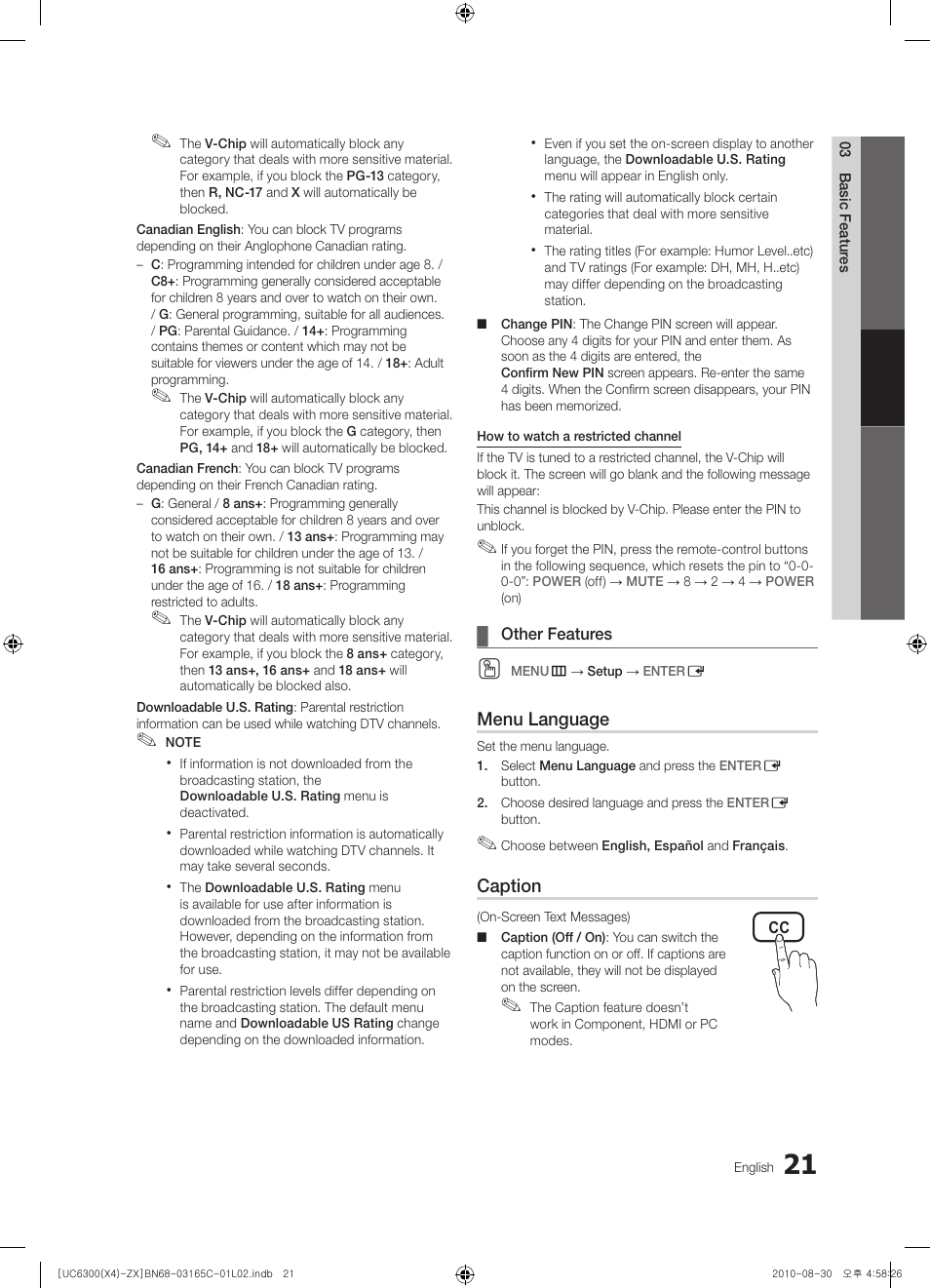 Samsung UN40C6300SFXZA User Manual | Page 21 / 104