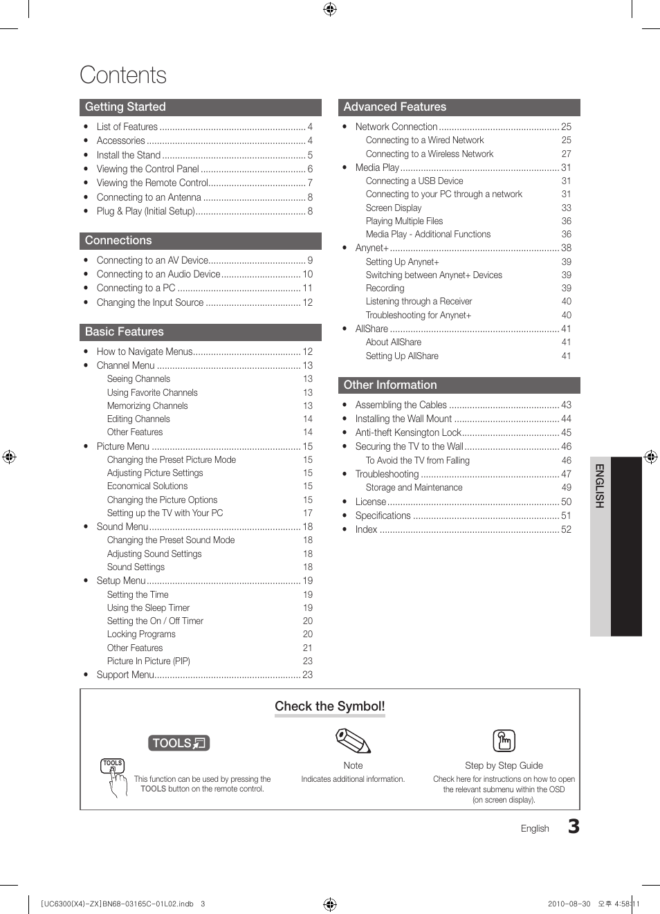 Samsung UN40C6300SFXZA User Manual | Page 3 / 104