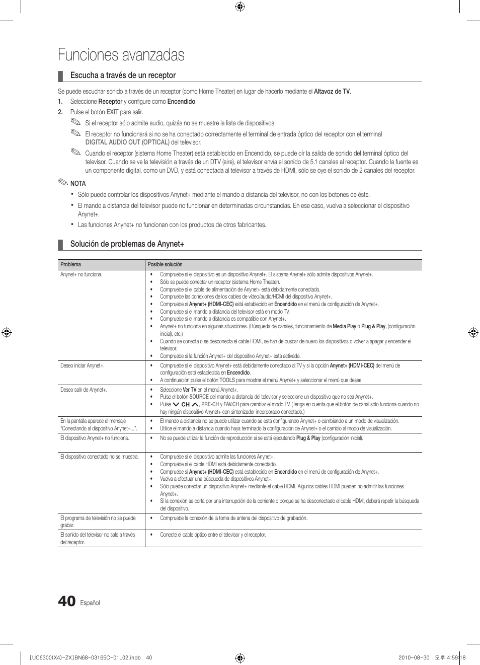 Funciones avanzadas | Samsung UN40C6300SFXZA User Manual | Page 92 / 104