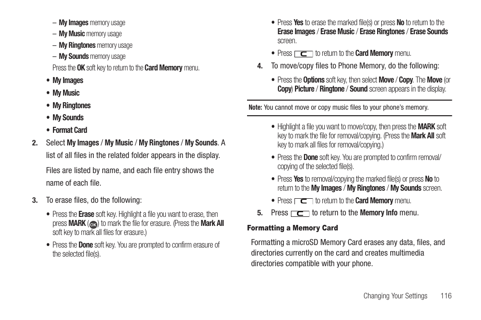 Formatting a memory card | Samsung SCH-R460WRACRI User Manual | Page 119 / 153