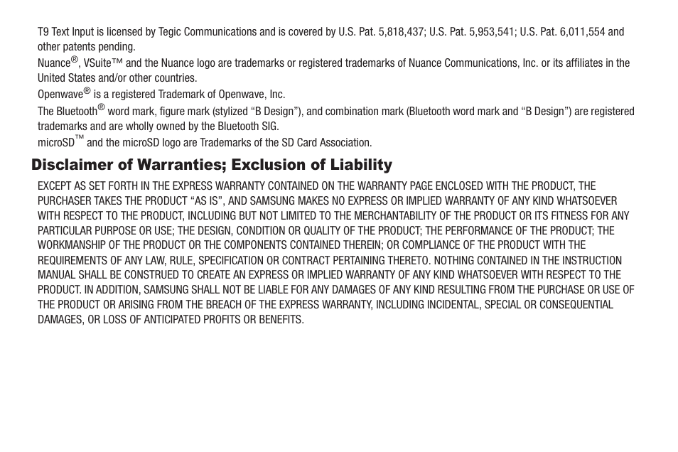 Disclaimer of warranties; exclusion of liability | Samsung SCH-R460WRACRI User Manual | Page 3 / 153