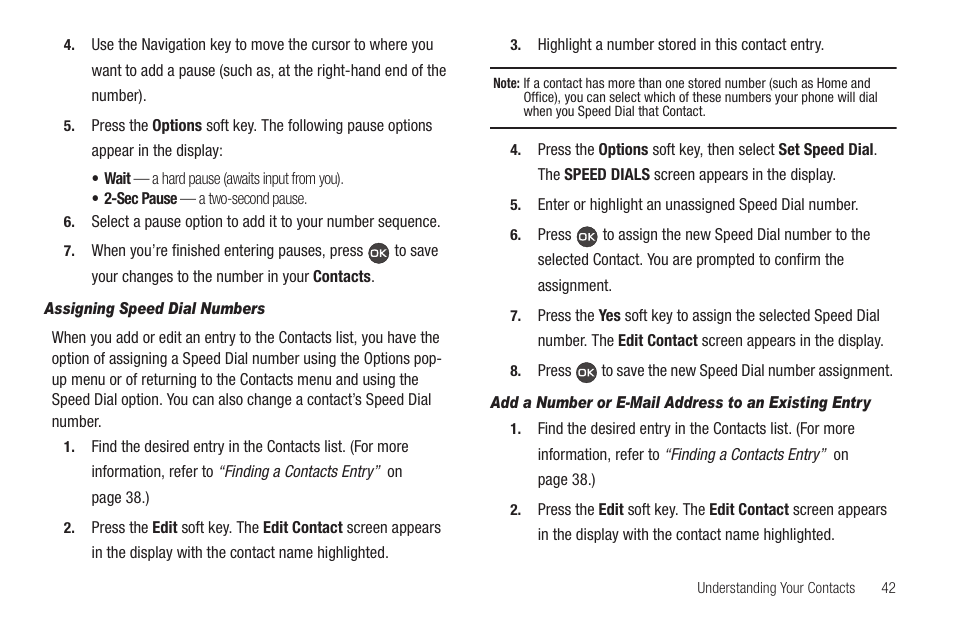 Assigning speed dial numbers | Samsung SCH-R460WRACRI User Manual | Page 45 / 153