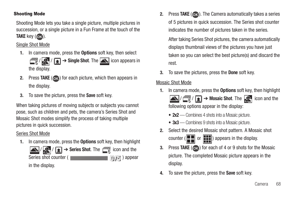 Shooting mode | Samsung SCH-R460WRACRI User Manual | Page 71 / 153