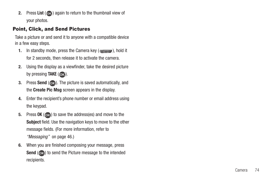 Point, click, and send pictures | Samsung SCH-R460WRACRI User Manual | Page 77 / 153