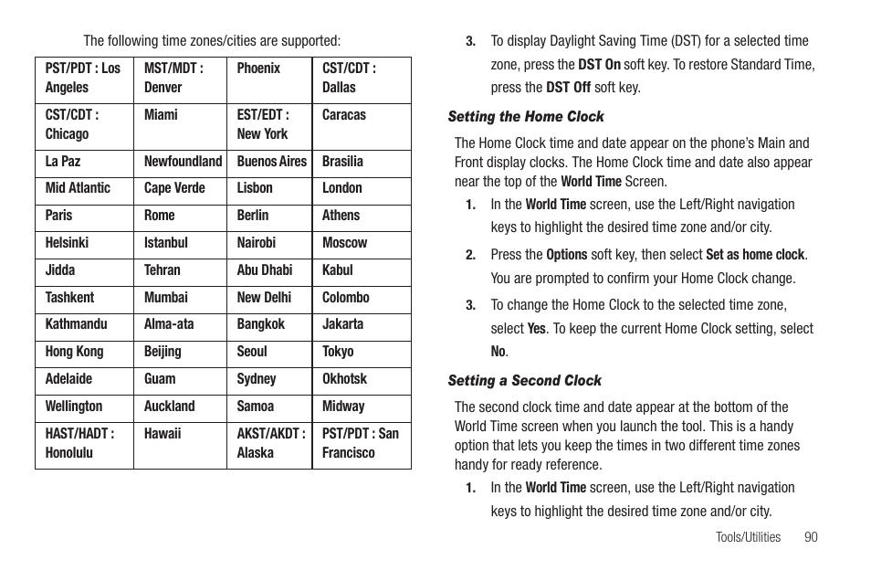 Setting the home clock, Setting a second clock | Samsung SCH-R460WRACRI User Manual | Page 93 / 153