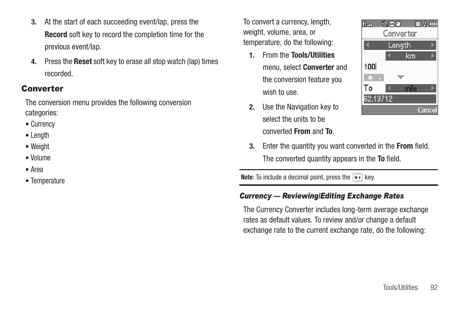 Converter, Currency — reviewing/editing exchange rates | Samsung SCH-R460WRACRI User Manual | Page 95 / 153