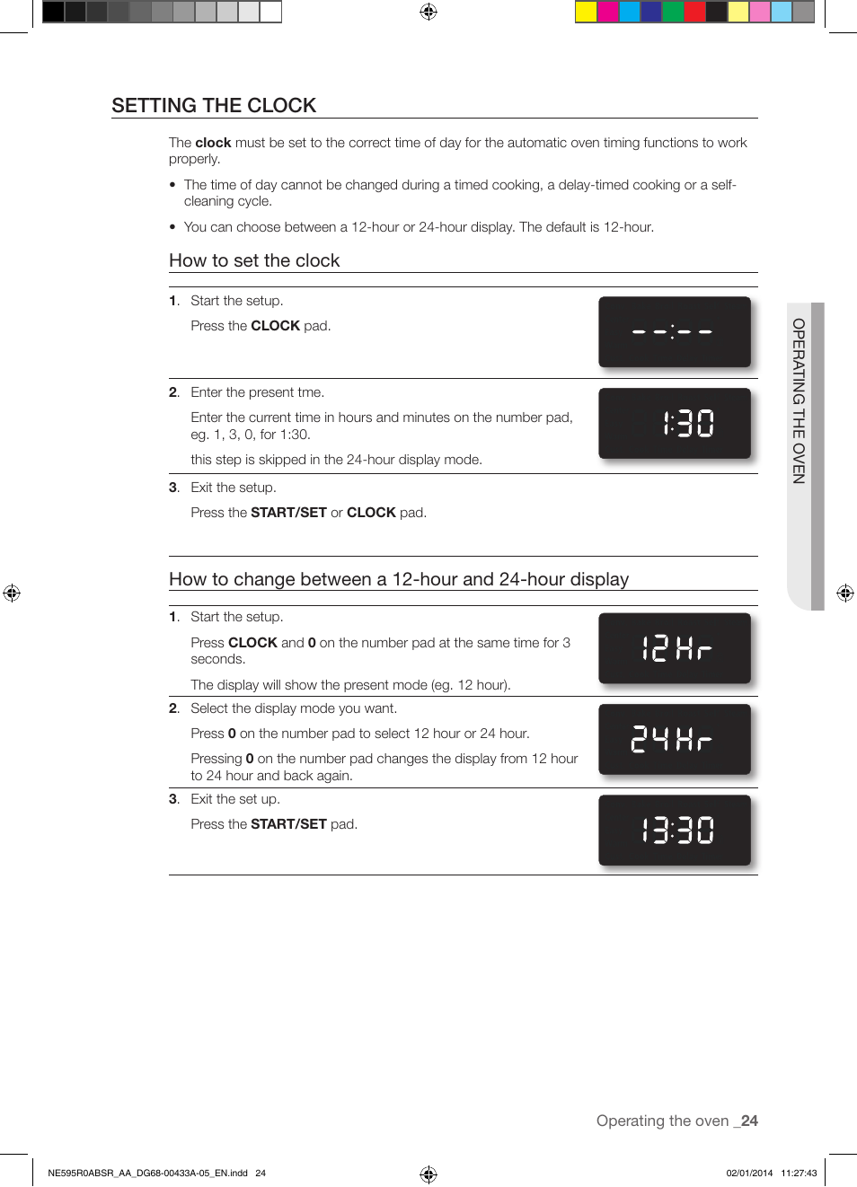 Setting the clock, How to set the clock | Samsung NE595R0ABSR-AA User Manual | Page 25 / 60