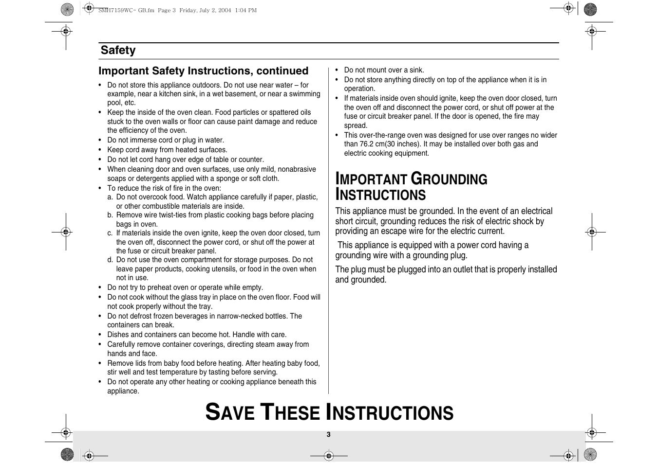 Hese, Nstructions, Mportant | Rounding | Samsung SMH7159BC-XAA User Manual | Page 3 / 36