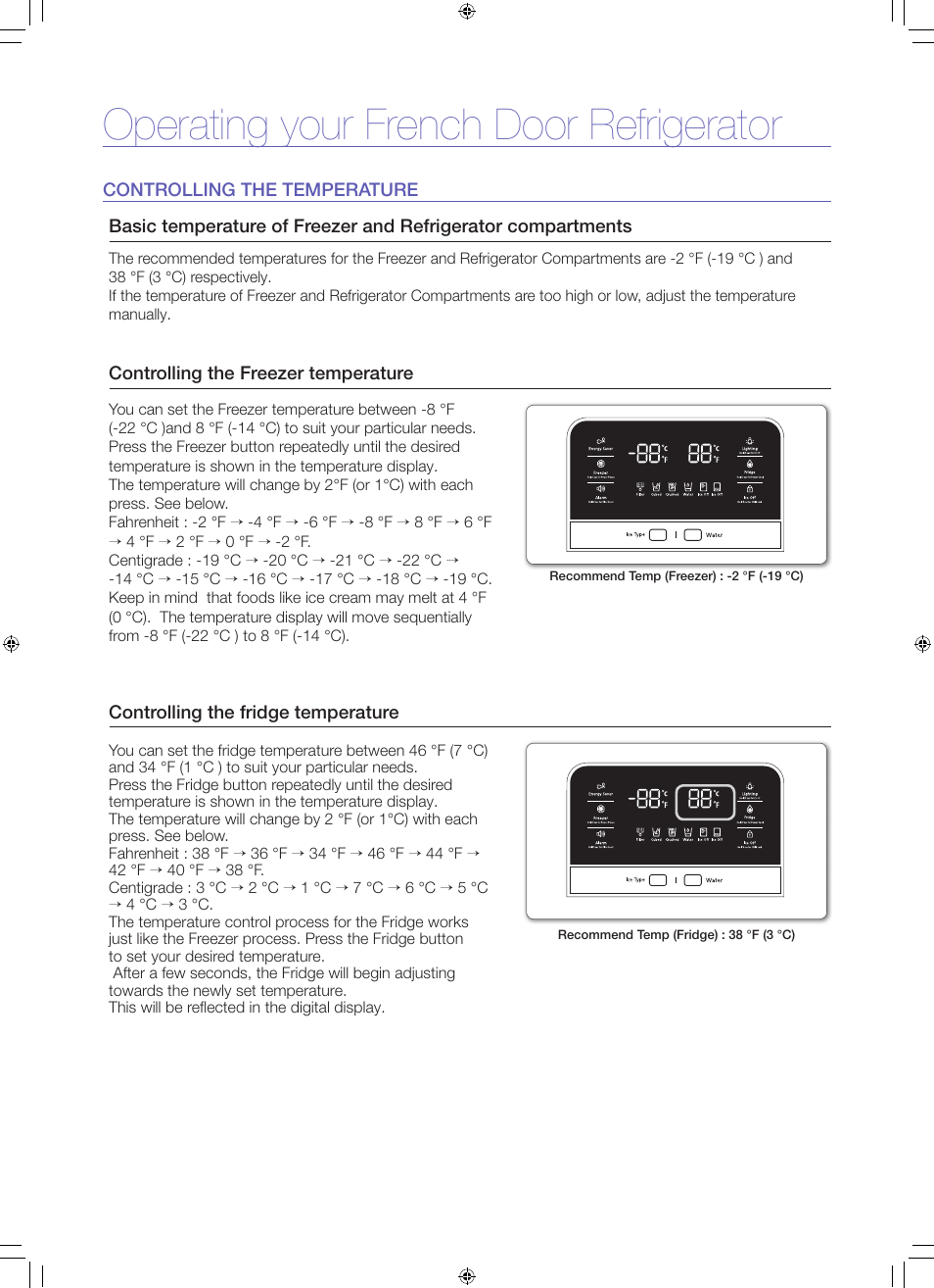 Operating your french door refrigerator | Samsung RFG297HDRS-XAA User Manual | Page 6 / 8