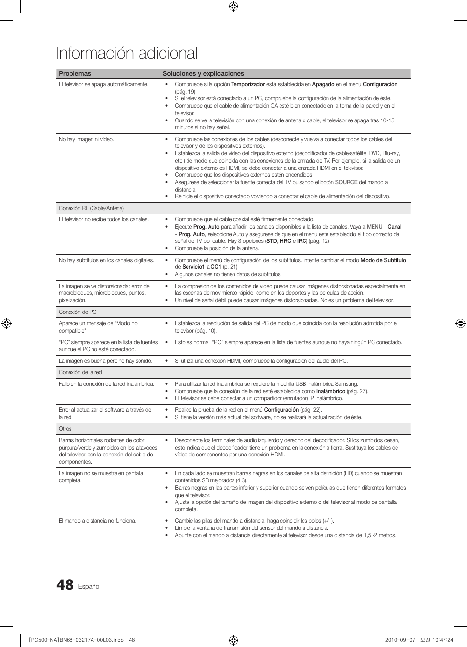 Información adicional | Samsung PN58C500G2FXZA User Manual | Page 100 / 156