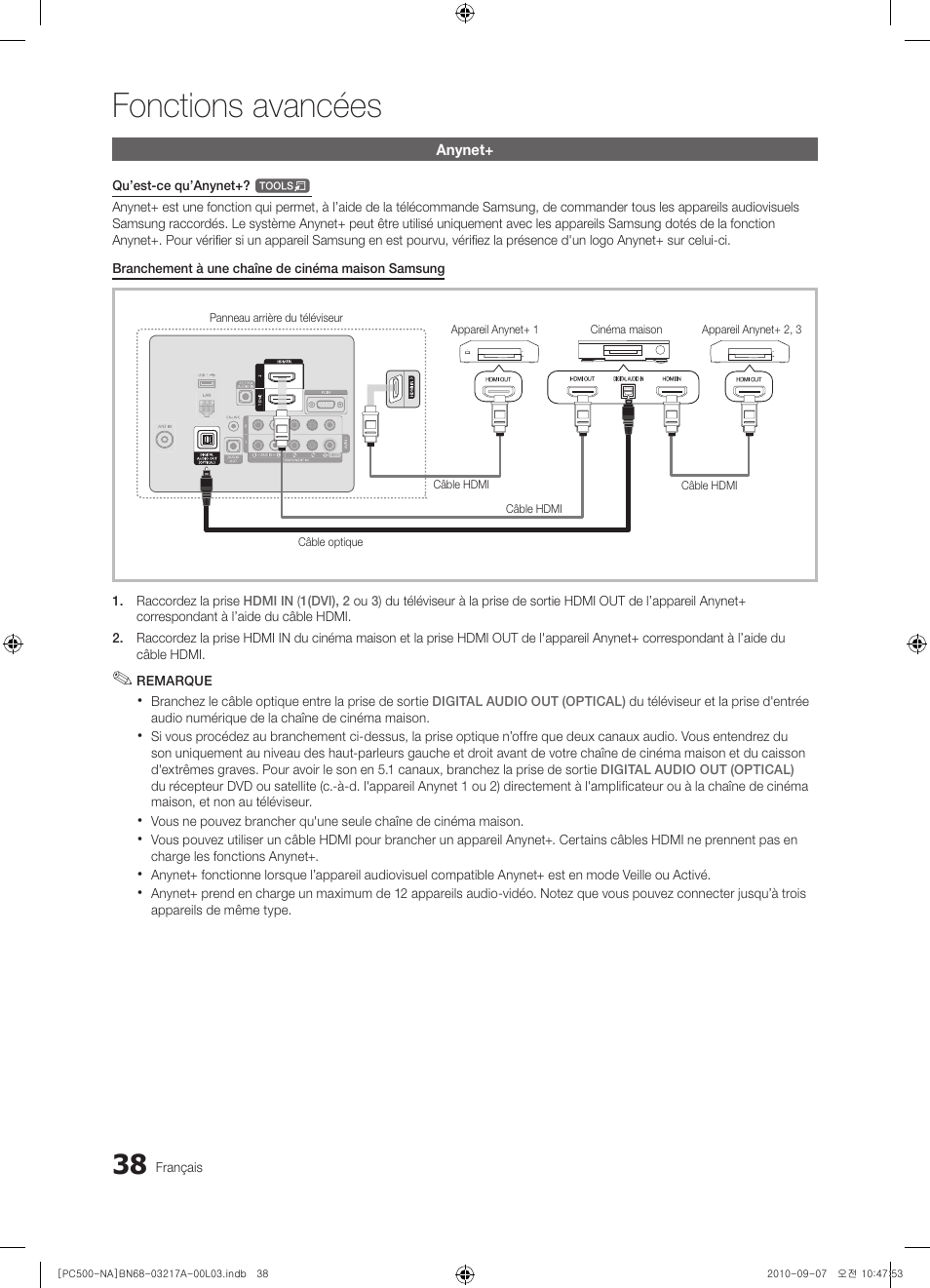 Fonctions avancées | Samsung PN58C500G2FXZA User Manual | Page 142 / 156