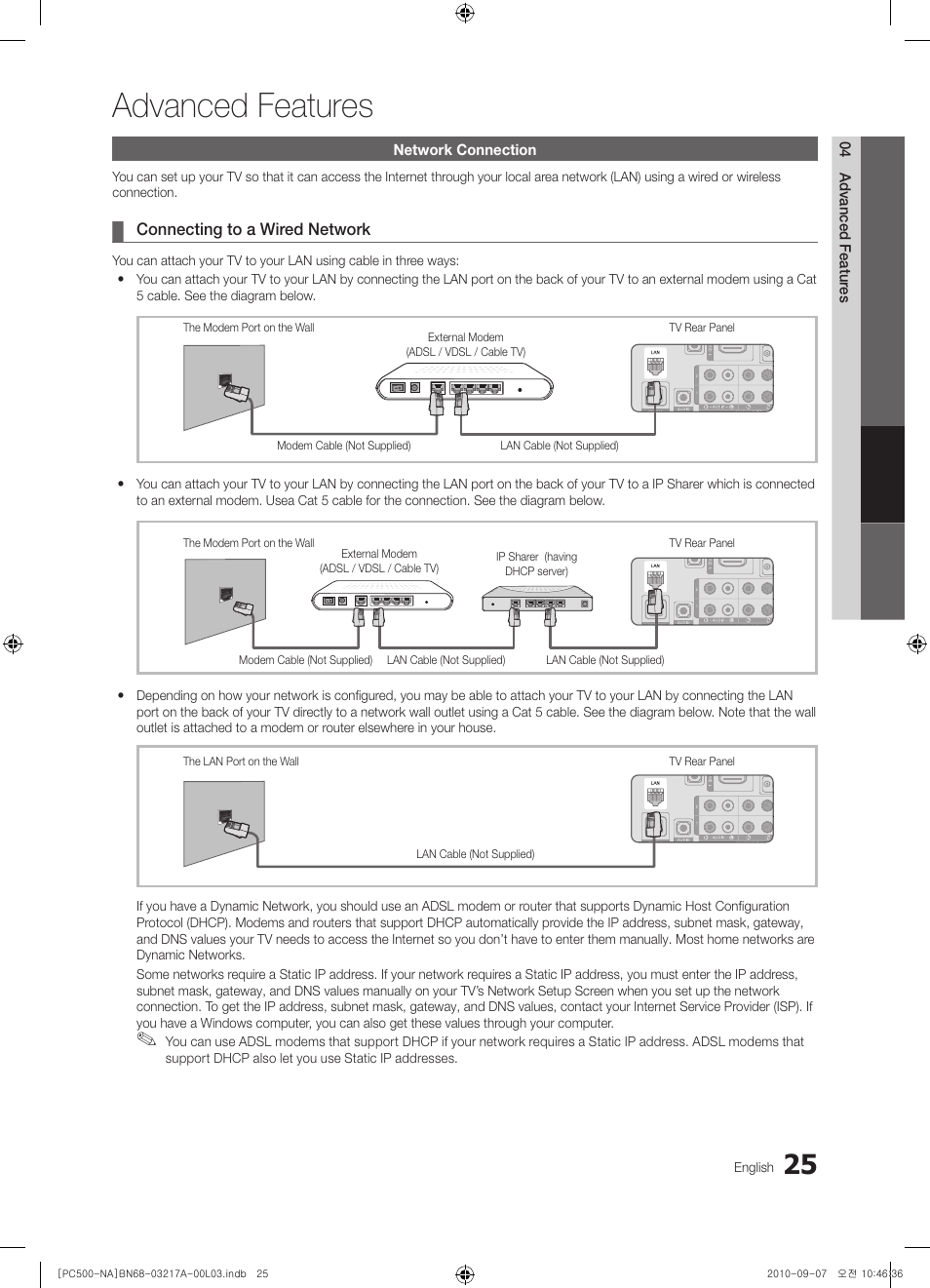 Advanced features | Samsung PN58C500G2FXZA User Manual | Page 25 / 156