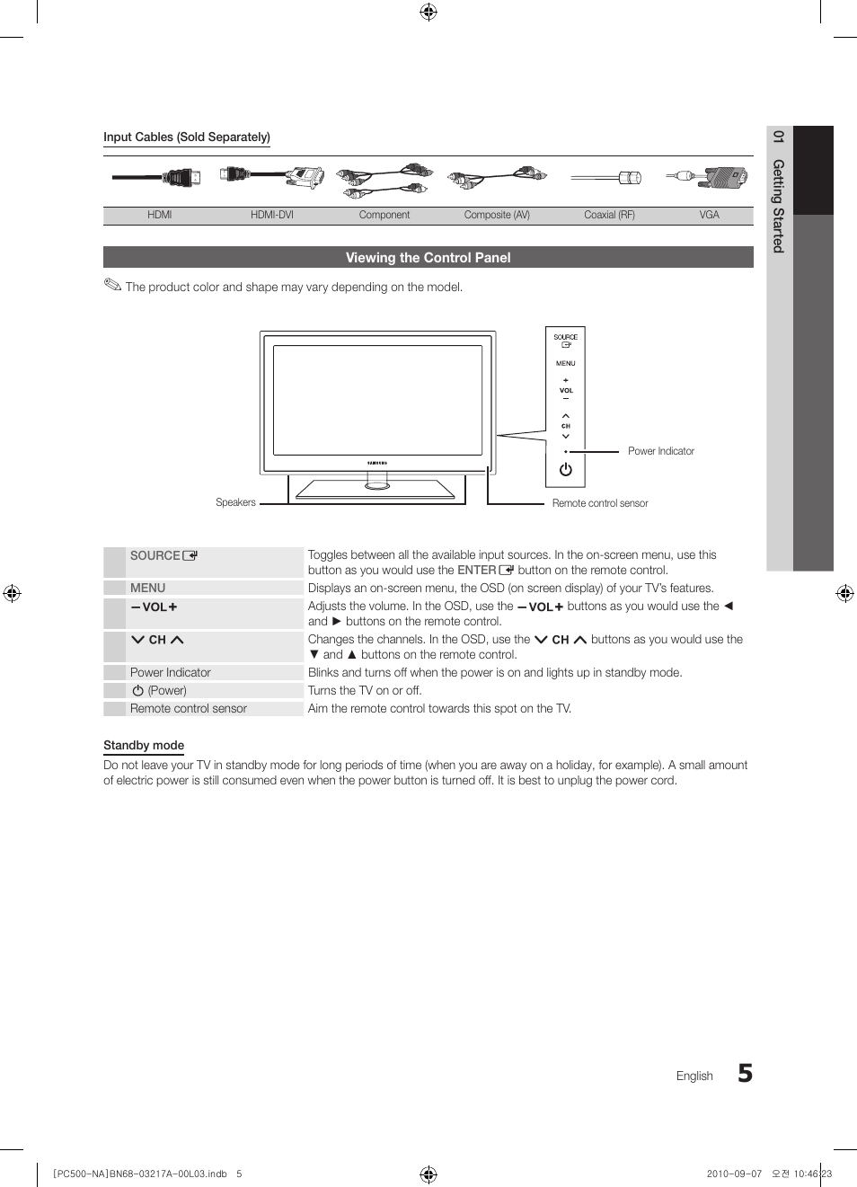 Samsung PN58C500G2FXZA User Manual | Page 5 / 156