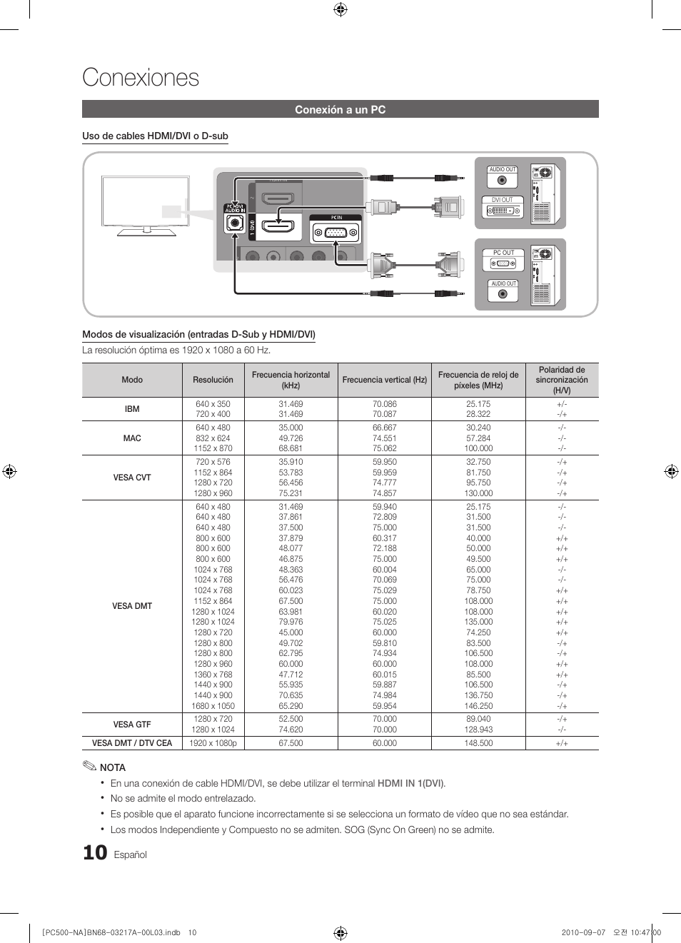 Conexiones | Samsung PN58C500G2FXZA User Manual | Page 62 / 156