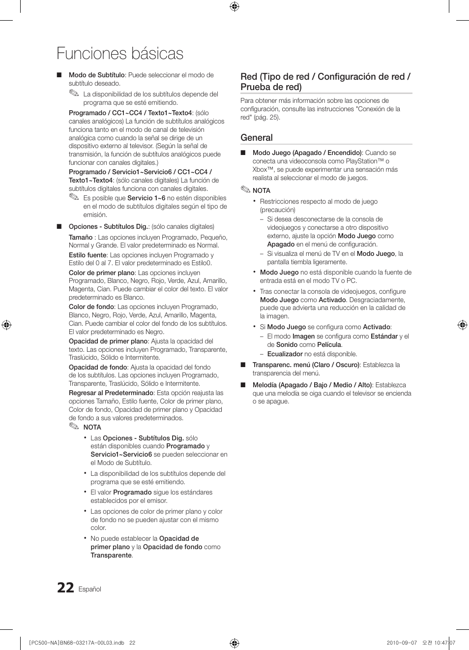 Funciones básicas | Samsung PN58C500G2FXZA User Manual | Page 74 / 156