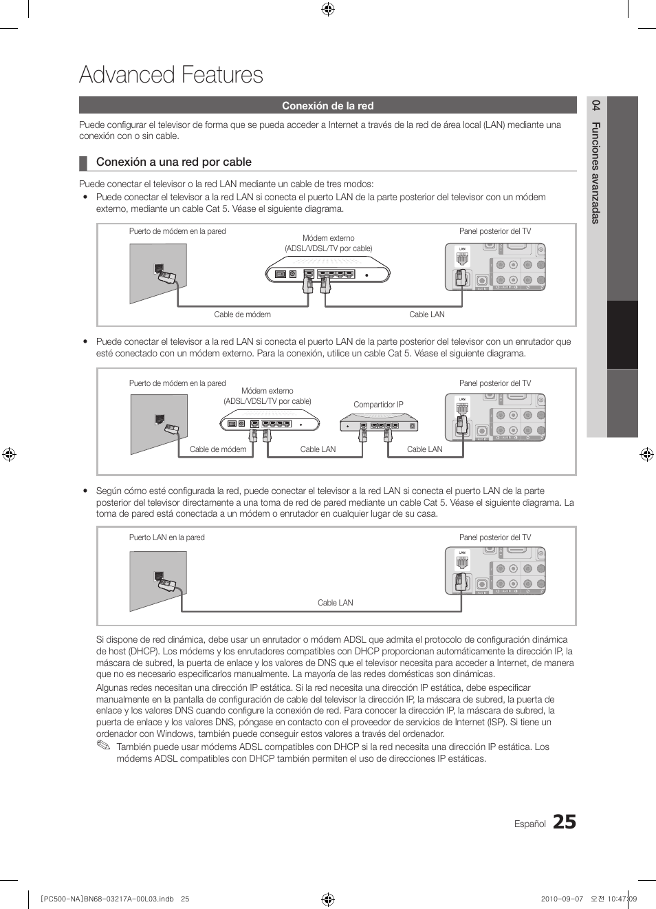 Advanced features | Samsung PN58C500G2FXZA User Manual | Page 77 / 156