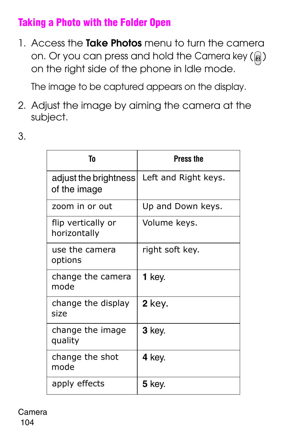 Taking a photo with the folder open | Samsung SGH-E316CSAAWS User Manual | Page 108 / 219