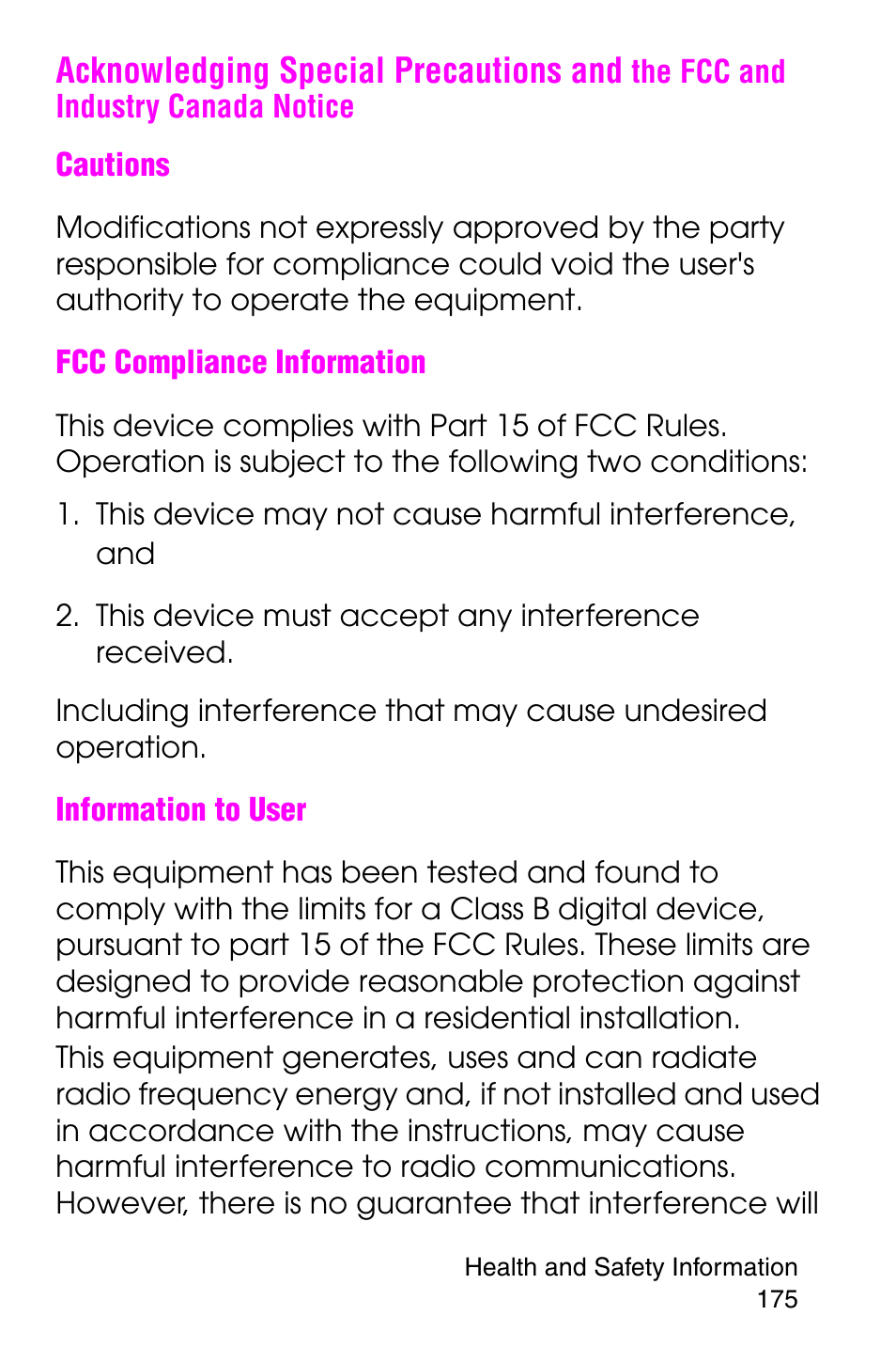 Acknowledging special precautions and | Samsung SGH-E316CSAAWS User Manual | Page 179 / 219