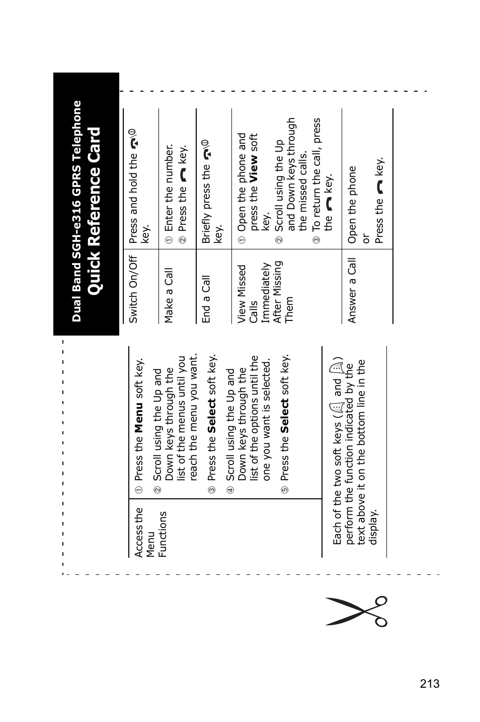 Quick reference card | Samsung SGH-E316CSAAWS User Manual | Page 217 / 219