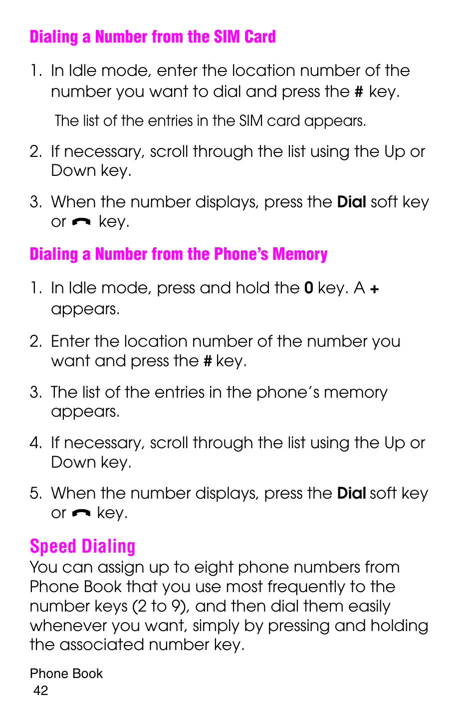 Speed dialing | Samsung SGH-E316CSAAWS User Manual | Page 46 / 219