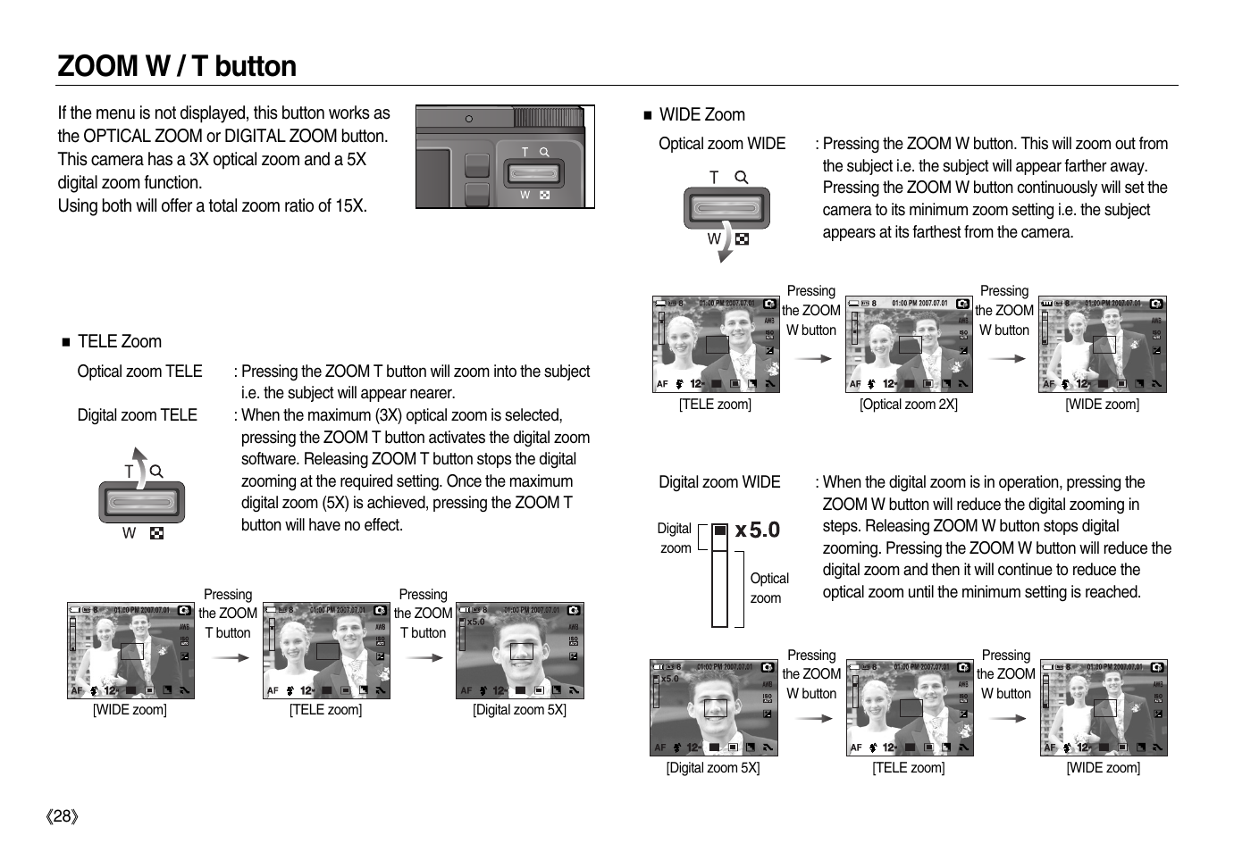Zoom w / t button | Samsung EC-NV20ZBBA-US User Manual | Page 29 / 102