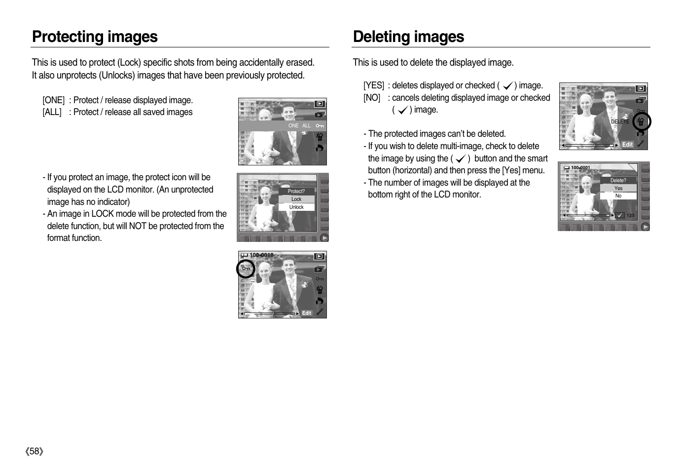 Protecting images deleting images | Samsung EC-NV20ZBBA-US User Manual | Page 59 / 102