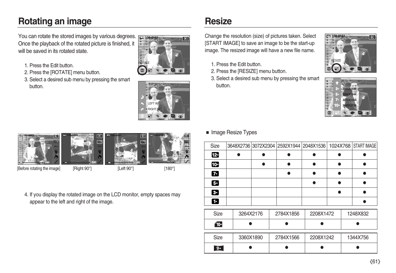 Rotating an image resize | Samsung EC-NV20ZBBA-US User Manual | Page 62 / 102