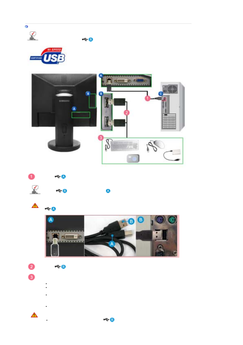 Connecting usb | Samsung LS19UBPEBQ-XAA User Manual | Page 16 / 56