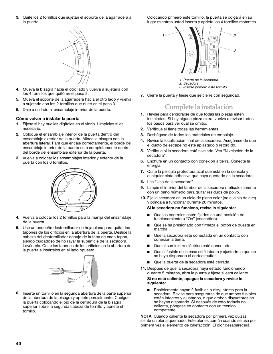 Complete la instalación | KITCHENAID YKEHS01P User Manual | Page 40 / 72