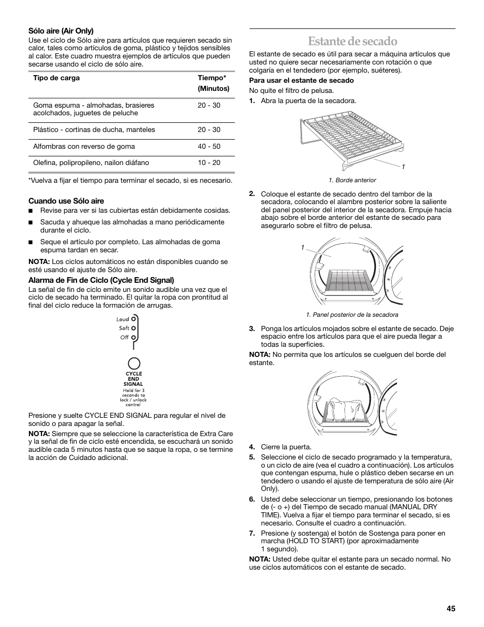 Estante de secado | KITCHENAID YKEHS01P User Manual | Page 45 / 72