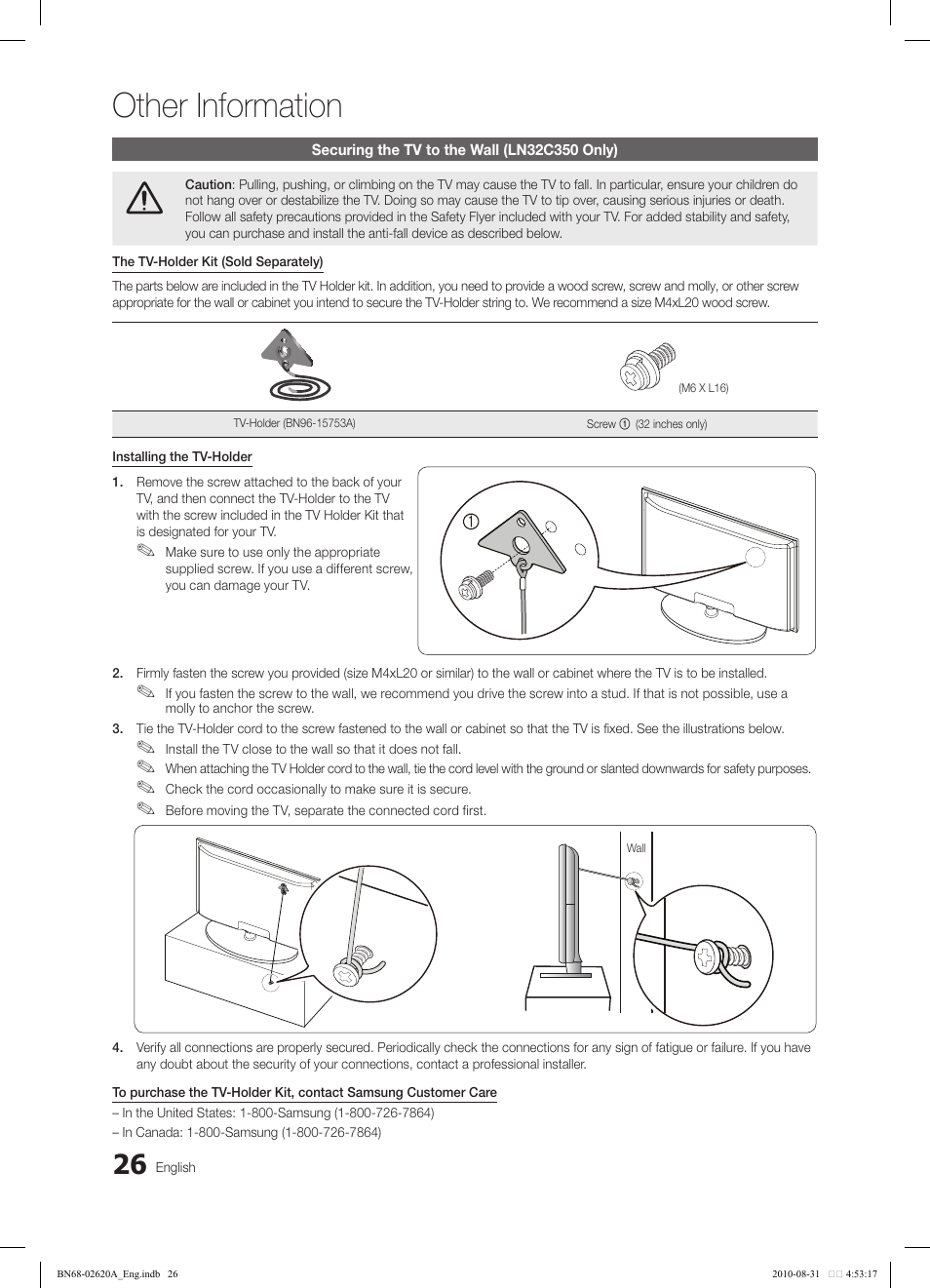 Other information | Samsung LN26C350D1DXZA User Manual | Page 26 / 33