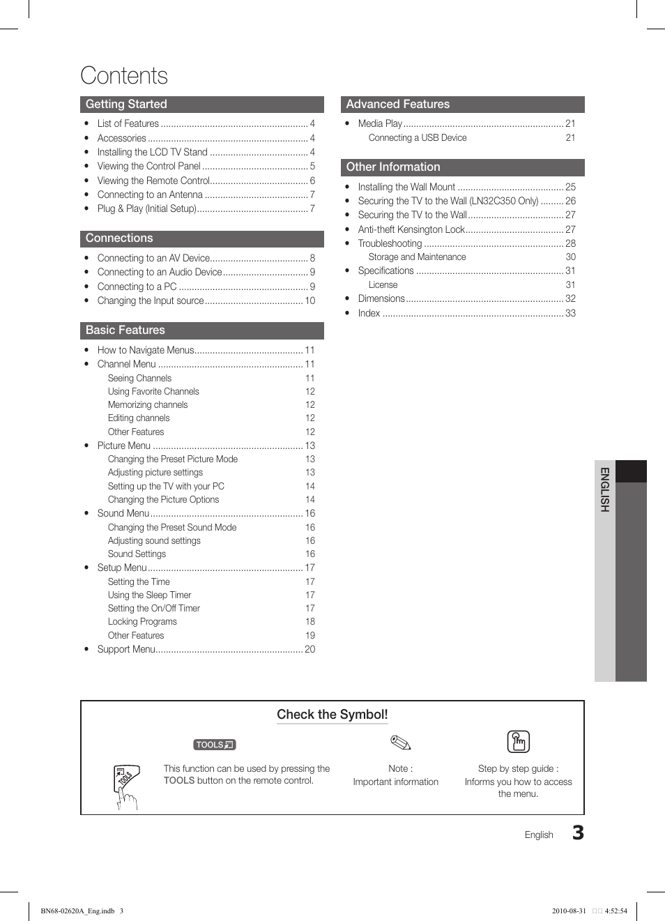 Samsung LN26C350D1DXZA User Manual | Page 3 / 33