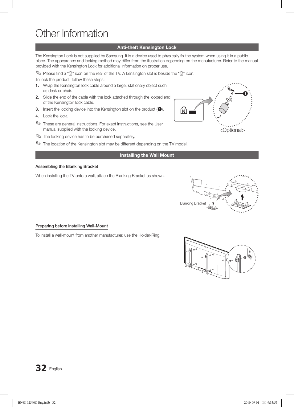 Other information | Samsung LN52C530F1FXZA User Manual | Page 32 / 40