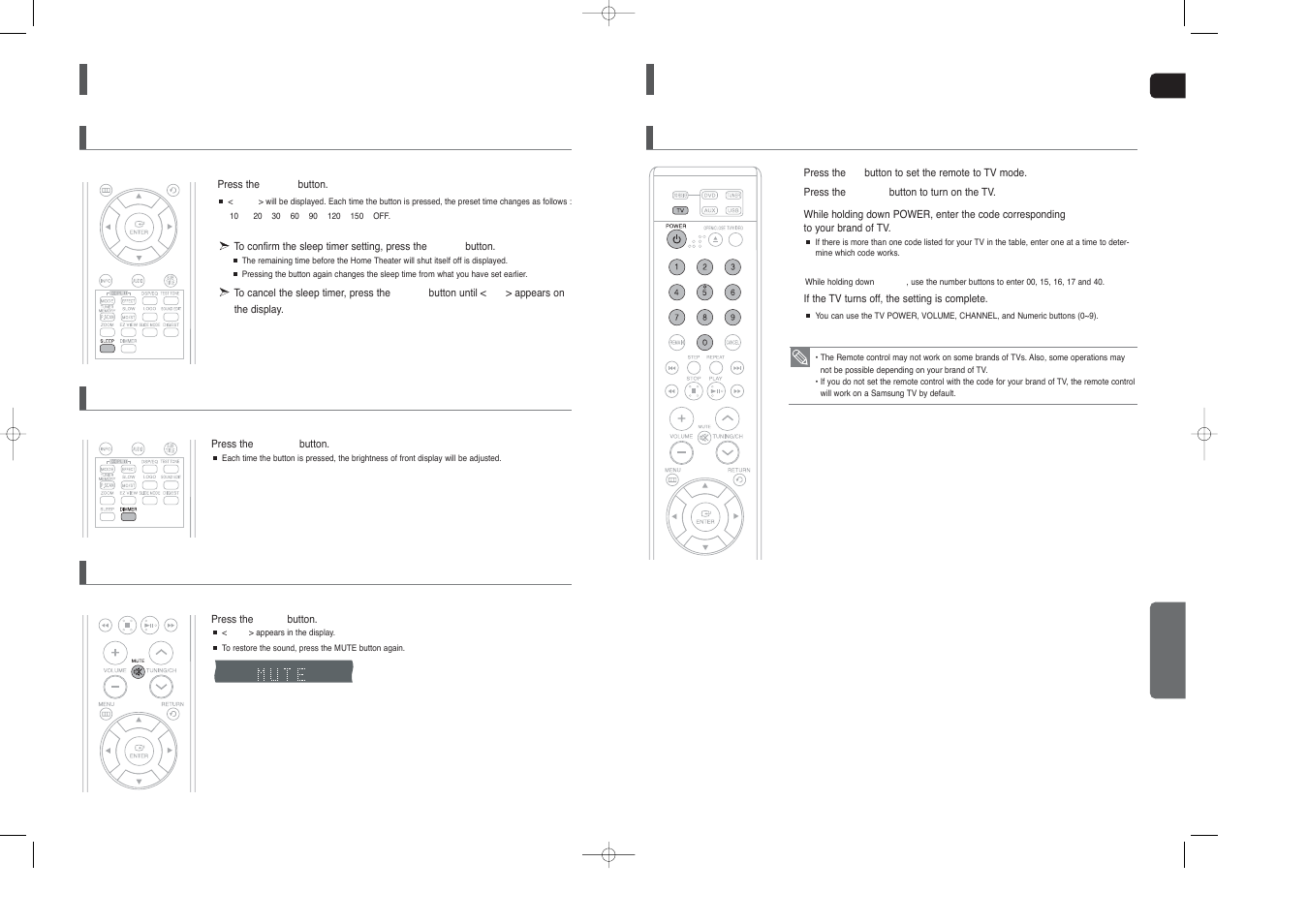 Convenient functions, Operating a tv with the remote control | Samsung HT-X20T-XAA User Manual | Page 27 / 32