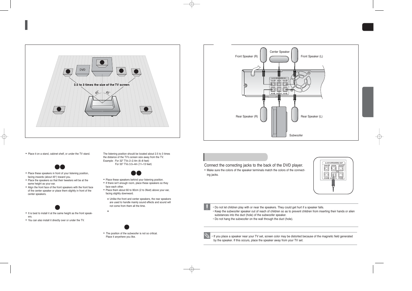 Connecting the speakers | Samsung HT-X20T-XAA User Manual | Page 7 / 32