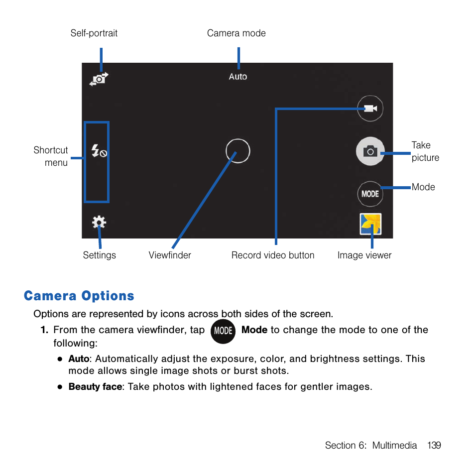 Camera options | Samsung SM-G386TZKATMB User Manual | Page 139 / 313