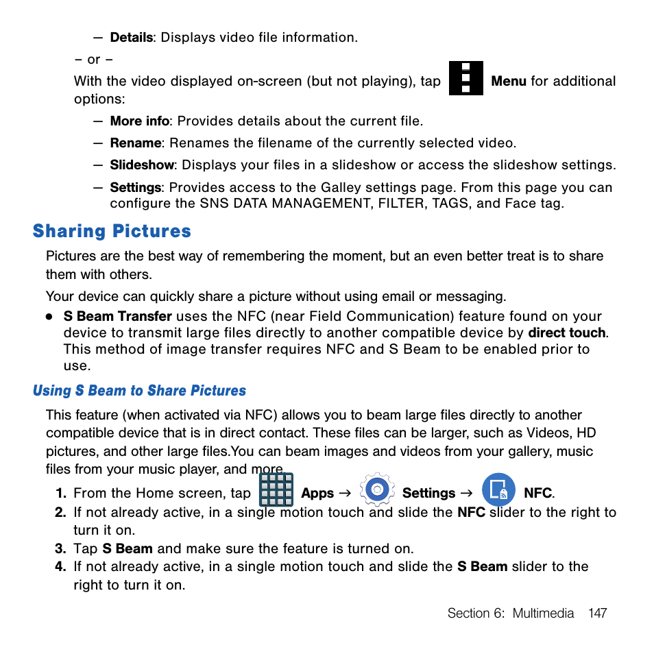 Sharing pictures | Samsung SM-G386TZKATMB User Manual | Page 147 / 313