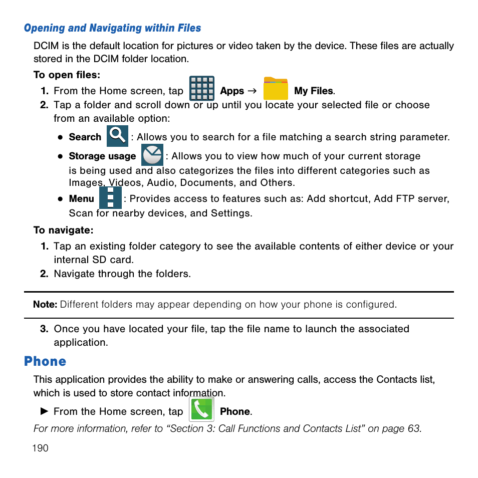 Phone | Samsung SM-G386TZKATMB User Manual | Page 190 / 313