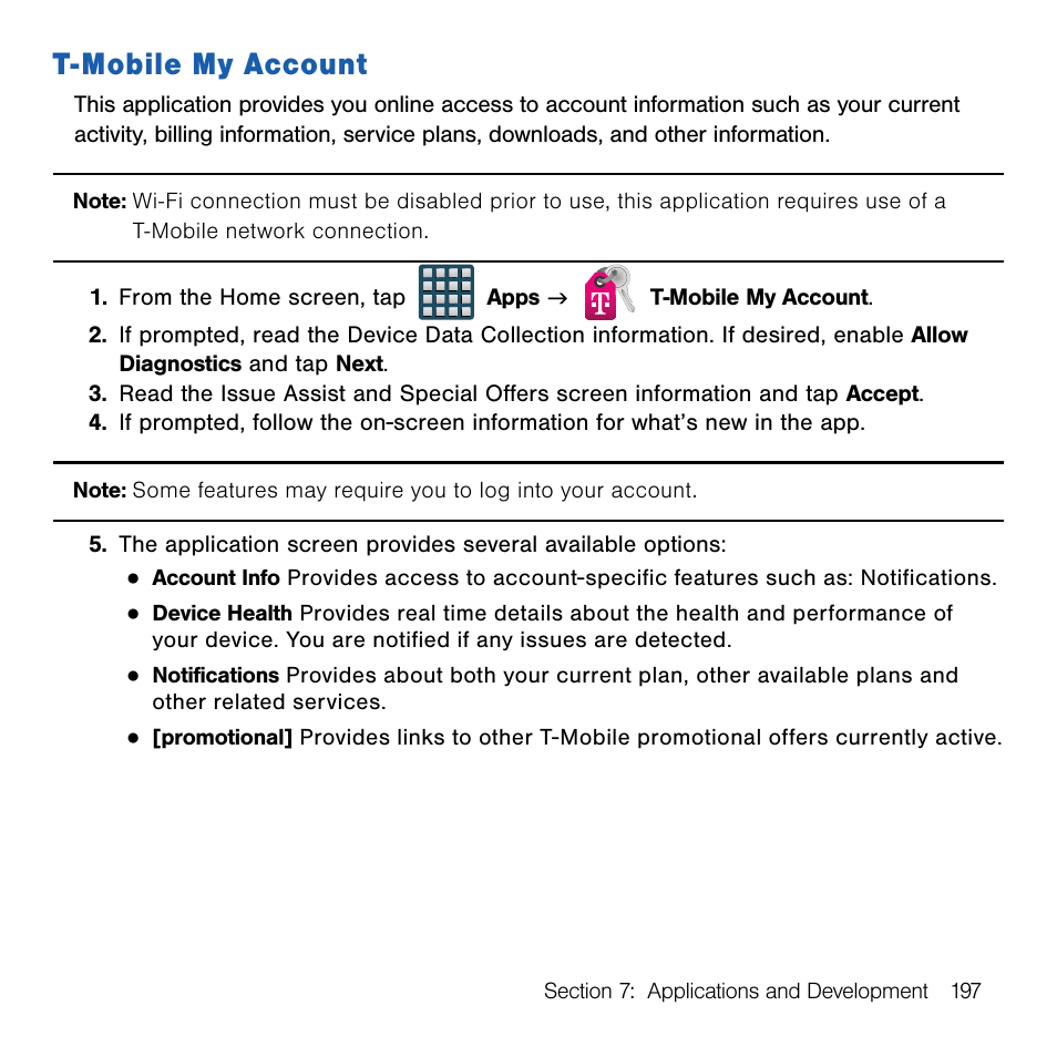 T-mobile my account, T‑mobile my account | Samsung SM-G386TZKATMB User Manual | Page 197 / 313
