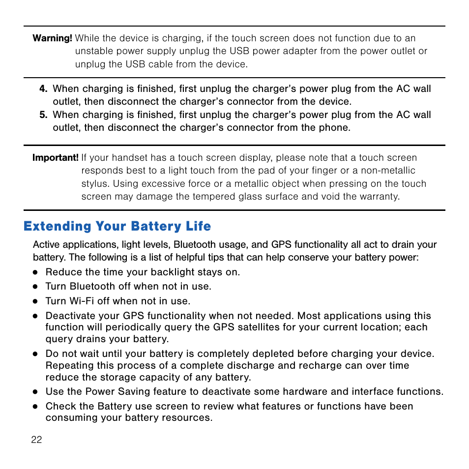 Extending your battery life | Samsung SM-G386TZKATMB User Manual | Page 22 / 313