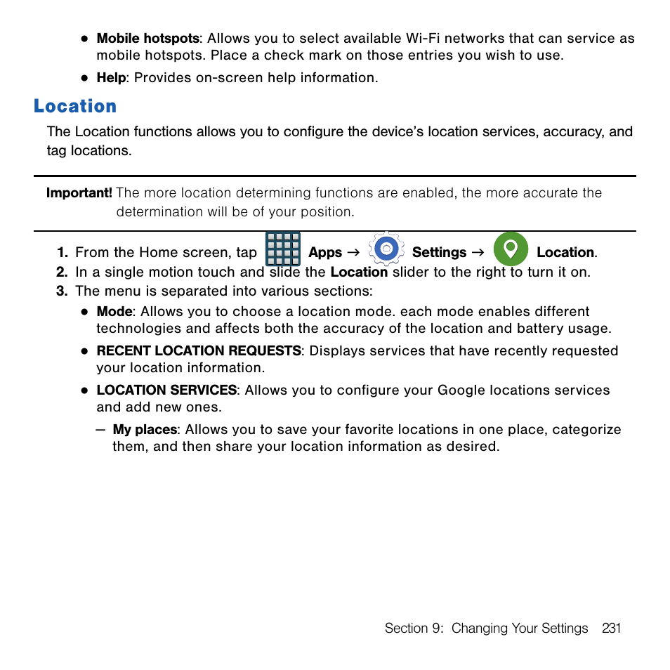 Location | Samsung SM-G386TZKATMB User Manual | Page 231 / 313