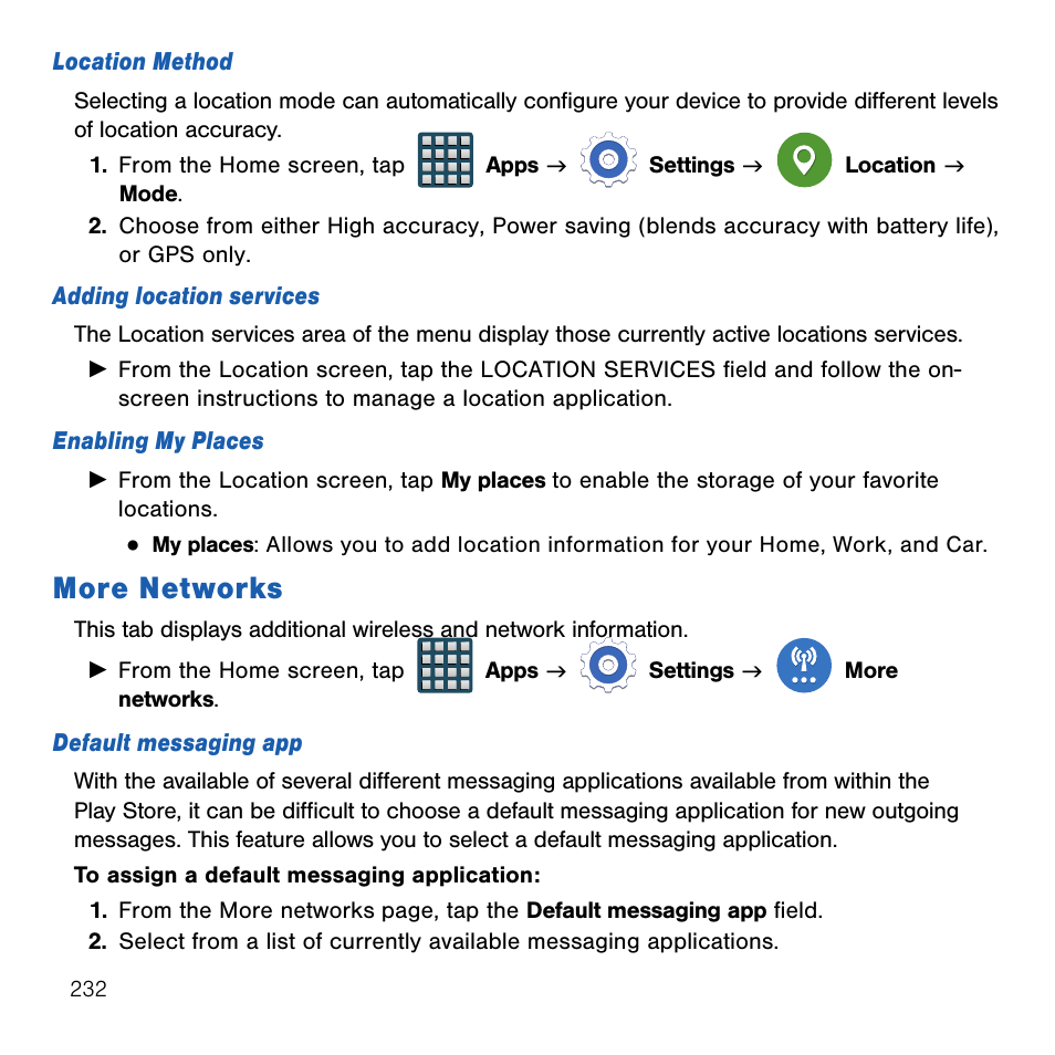 More networks | Samsung SM-G386TZKATMB User Manual | Page 232 / 313