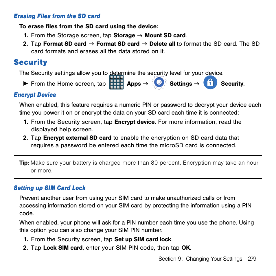 Security | Samsung SM-G386TZKATMB User Manual | Page 279 / 313