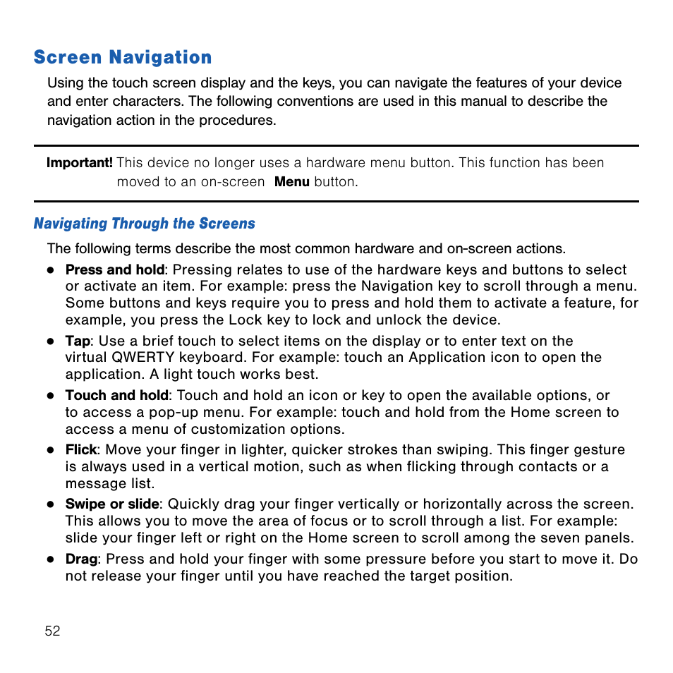 Screen navigation | Samsung SM-G386TZKATMB User Manual | Page 52 / 313