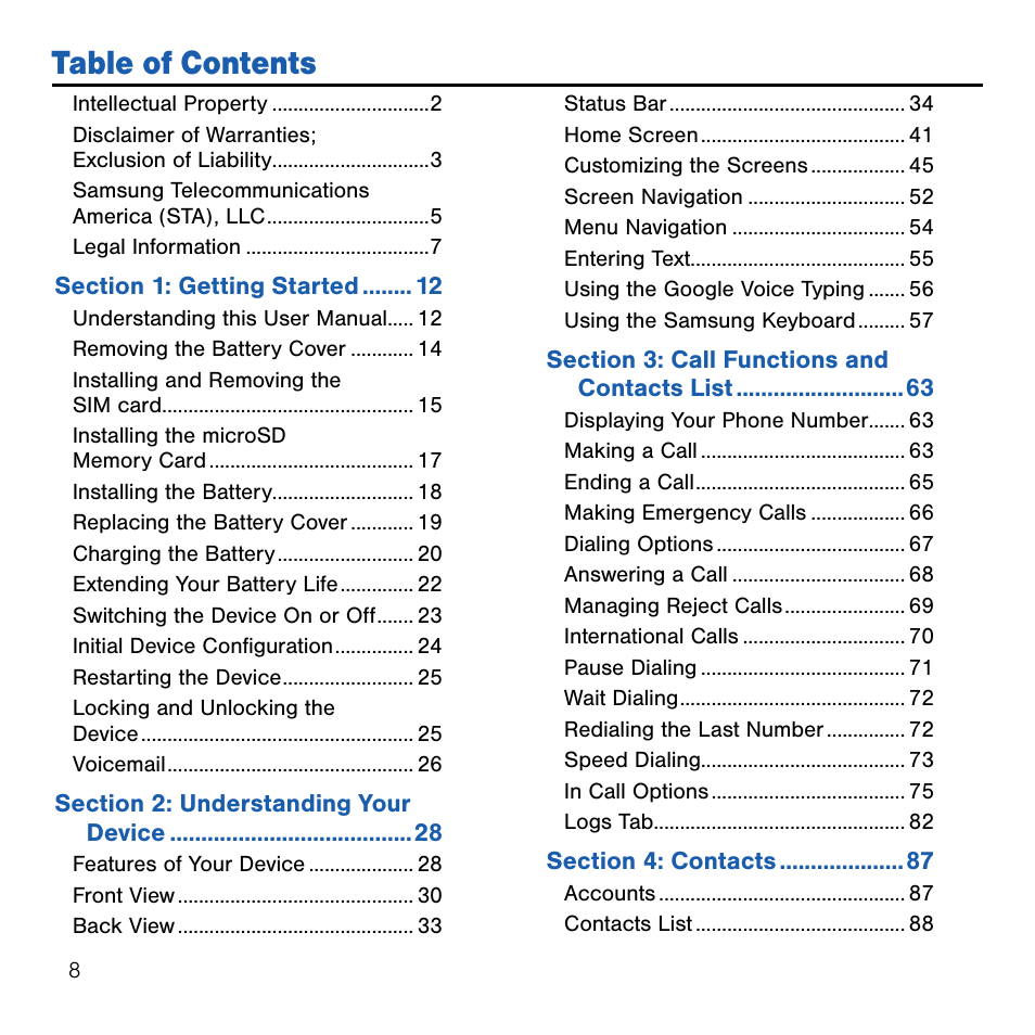 Samsung SM-G386TZKATMB User Manual | Page 8 / 313